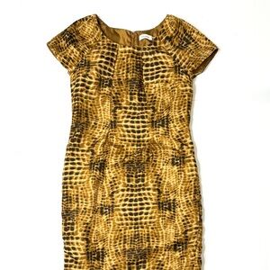 Calvin Klein Animal Print Sheath Dress Sleeves Size 8and Black